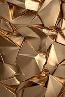 Abstract golden geometric background with sharp edges and reflective surfaces photo