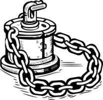 Ship chain mooring icon in drawing style vector