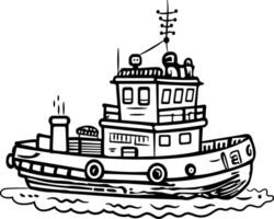 A drawing style icon of a tugboat vector