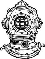 A vintage style icon of diving helmet vector