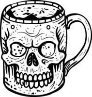A sketch icon of a skull mug vector
