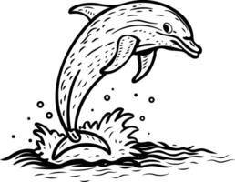 Dolphin jumping from water icon in vintage style vector