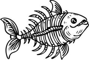 Fishbone icon in drawing style vector