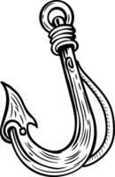 Fishing hook icon in sketchy style vector