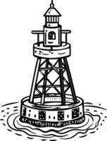 A sketchy icon of navigational buoy sailing on water vector