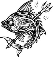 Harpoon fish icon in sketchy style vector