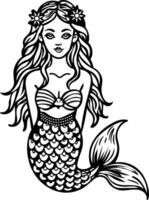 A sketchy style icon of a beautiful mermaid vector