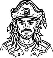 Pirate face icon in sketchy style vector