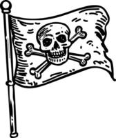 A sketchy icon of pirate flag with skull and bone symbol vector