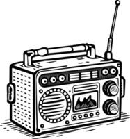 Old radio icon in vintage style vector