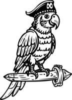 A sketchy style icon of a pirate parrot vector