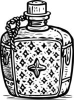 A vintage style icon of an old flask vector