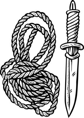 Rope dagger icon in drawing style