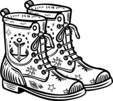 Sailor boots icon in drawing style vector