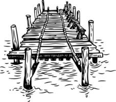 A vintage style icon of a wooden dock vector