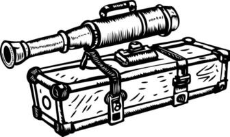 A vintage style icon of a telescope case vector
