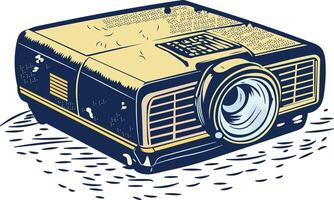 A vintage style icon of film projector vector