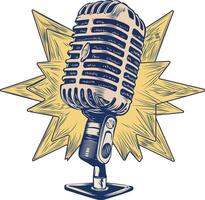 A vintage style icon depicting a microphone vector