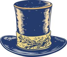 Top hat icon in vintage style vector