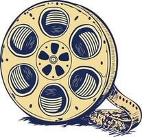Retro style icon of an vintage film reel vector
