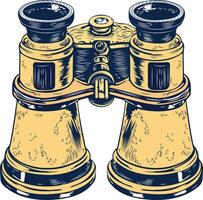 Vintage binoculars sketchy style icon vector