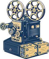 A sketchy vintage icon of projection booth vector