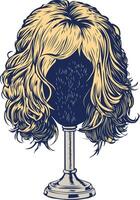 Wig stand icon in vintage style vector