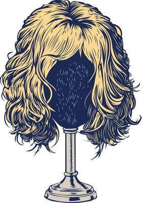 Wig stand icon in vintage style
