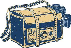 A sketchy icon of vintage camera bag vector