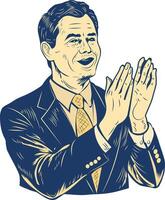 Vintage icon of an clapping character vector