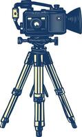 Camera tripod vintage icon vector