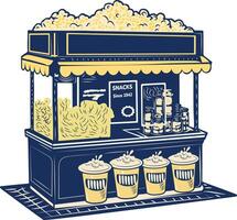 A sketchy icon of vintage popcorn stall vector