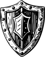 Gladiator shield illustration in vintage style vector