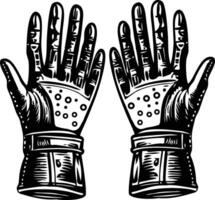 A vintage style illustration of armour gloves vector