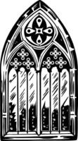 Gothic window illustration in vintage style vector
