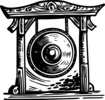 A vintage illustration of medieval gong bell vector