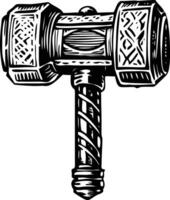 Vintage illustration depicting a medieval hammer vector