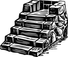 Sketchy style illustration of a stone staircase vector