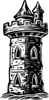 Sketchy illustration of a medieval tower vector