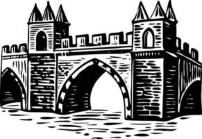 A vintage illustration of medieval bridge structure vector