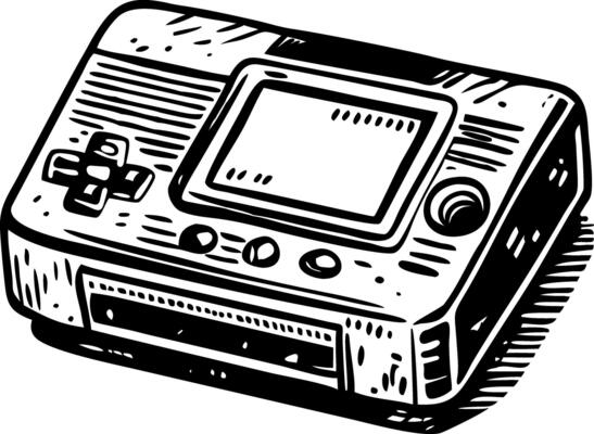 Sketchy illustration of a vintage gaming console