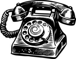 A vintage illustration of a rotary phone vector