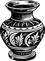 Sketchy illustration depicting a vintage pottery vase vector