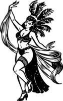 A sketchy illustration depicting burlesque dancer vector