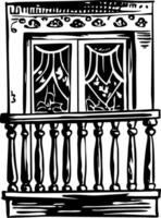 Vintage illustration of a balcony view vector