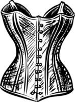 Bridal corset illustration in sketchy style vector