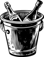 A sketchy illustration depicting champagne bucket vector