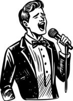 Vintage character illustration of a singing man vector