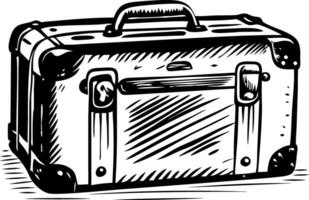 A sketchy illustration of a retro suitcase vector
