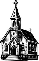 A vintage illustration depicting church building vector